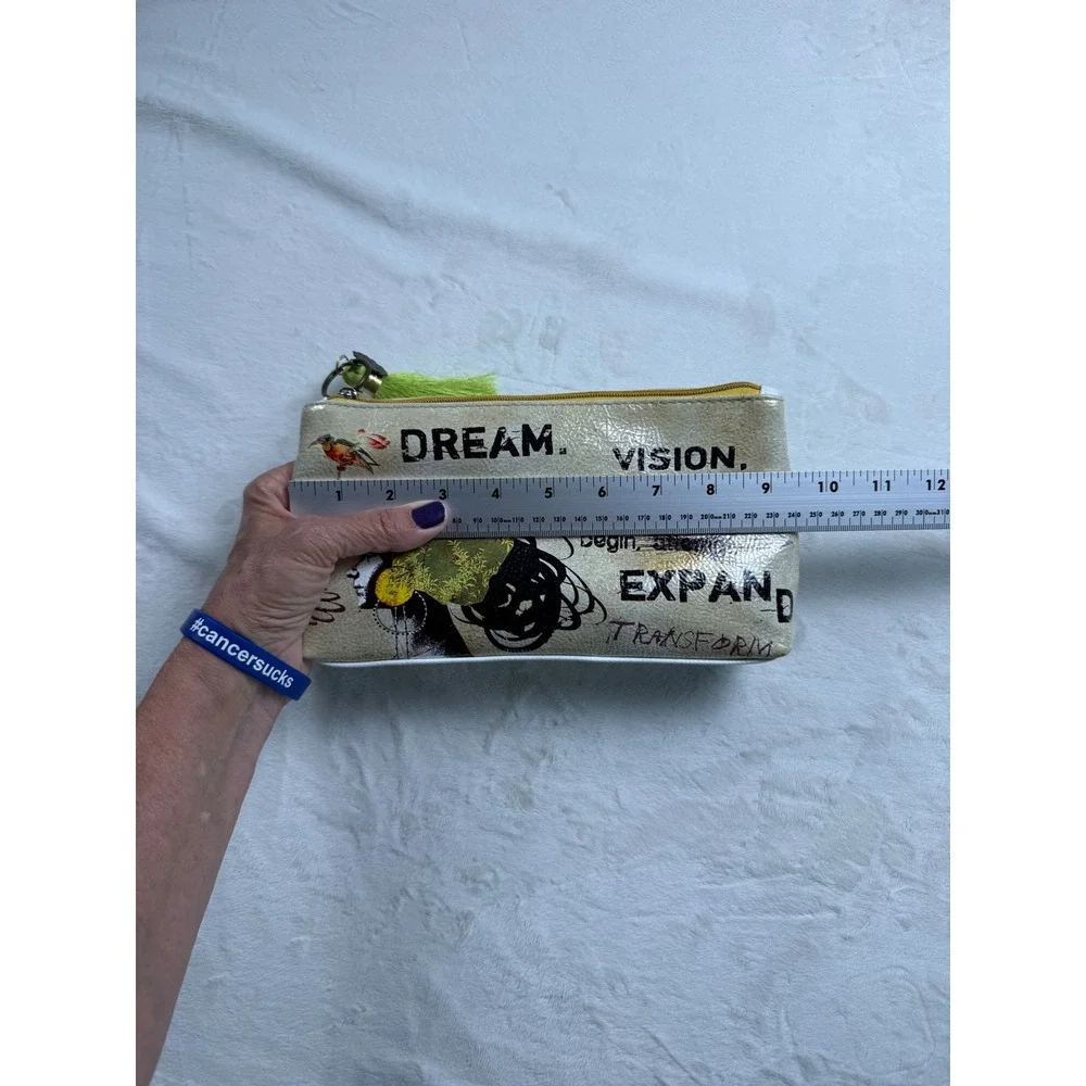 PAPAYA! Art Small Zipper Pouch Dream Vision Transform Tassel Makeup Bag Cream